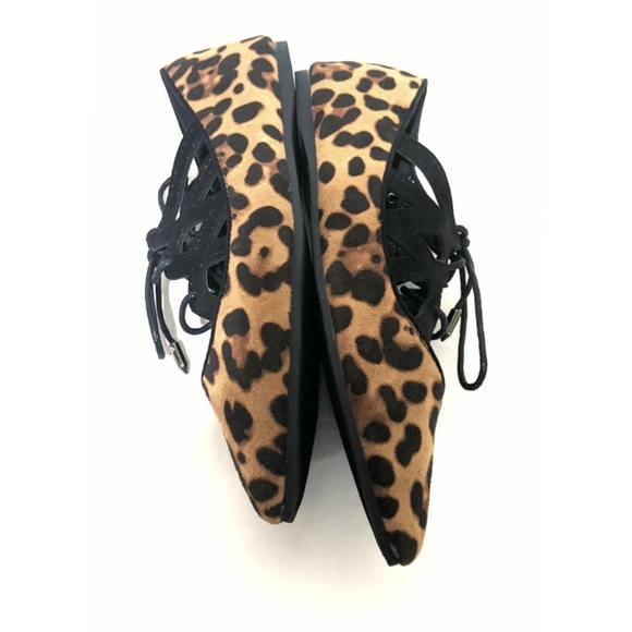 American Mettle Leopard Lace Up Ballet Flats - Picture 5 of 6